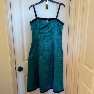 Robbie Bee Teal and Black Floral Midi Dress